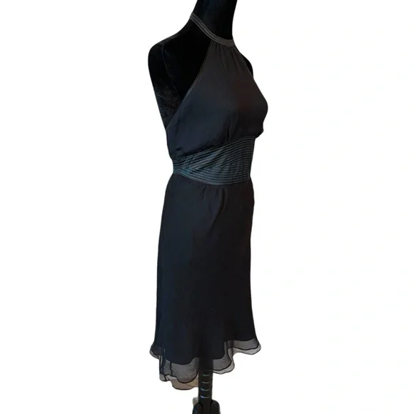 Catherine Malandrino Black Stitch Detail Halter Dress Size 10 - Picture 4 of 5